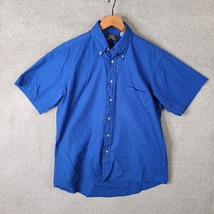 Vintage Edwards Casualwear‎ Shirt Mens Medium Blue Button Down Poly Blend USA